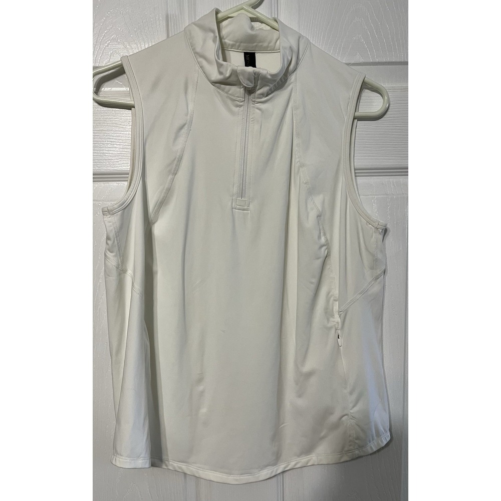NWOT Women's White MONDETTA Active Half Zip Sleeveless Top Medium
